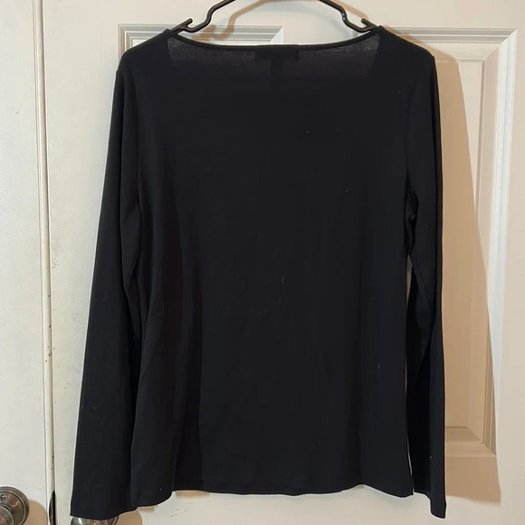 Lauren Ralph Lauren long sleeve top size large black cotton sequins stripe shirt - Picture 4 of 8